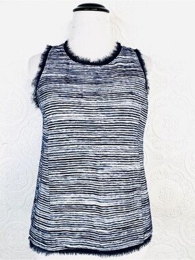Vanessa Virginia Tank Top Women's sz XS Stripe Frayed Trim Anthropologie Boho